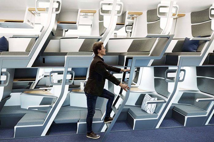 zephyr aerospace double-decker economy class airplane seat