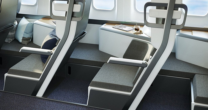 zephyr aerospace lie-flat seat designed for economy class travelers