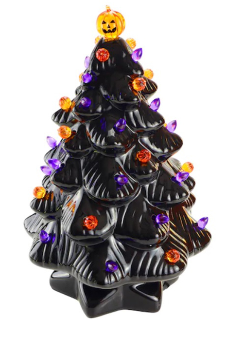 14 inch black ceramic halloween tree