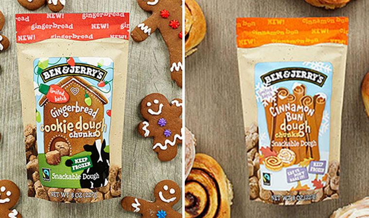 Ben & Jerry's Cookie Dough Chunks gingerbread and Cinnamon Bun