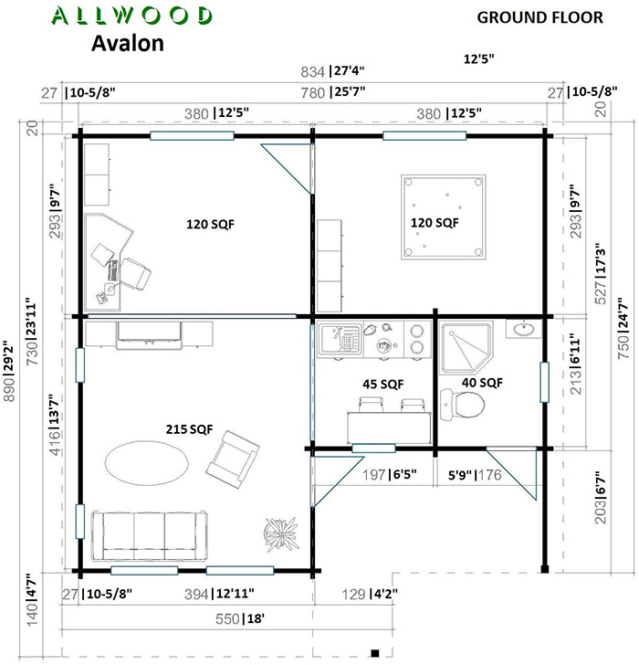 allwood cabin kit ground floor floor plan