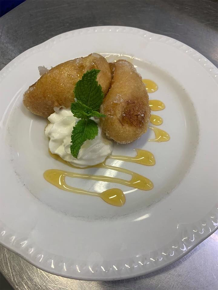 care home head chef dishes banana fritters