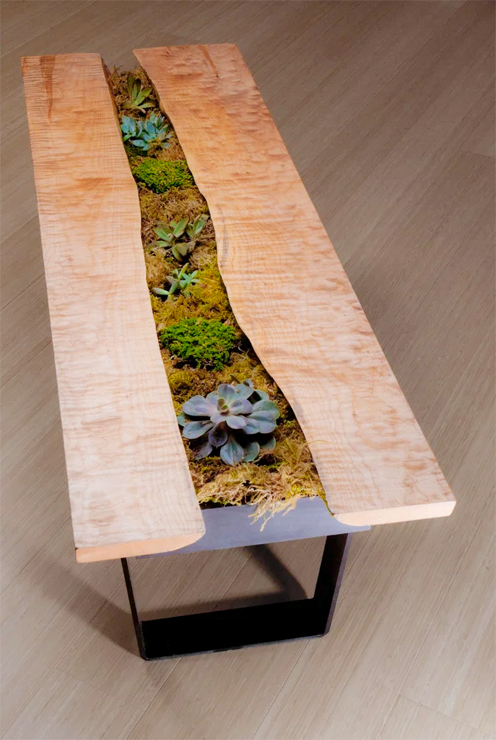 coffee table with built-in center planter