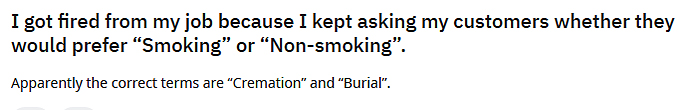 hilarious stories smoking cremation