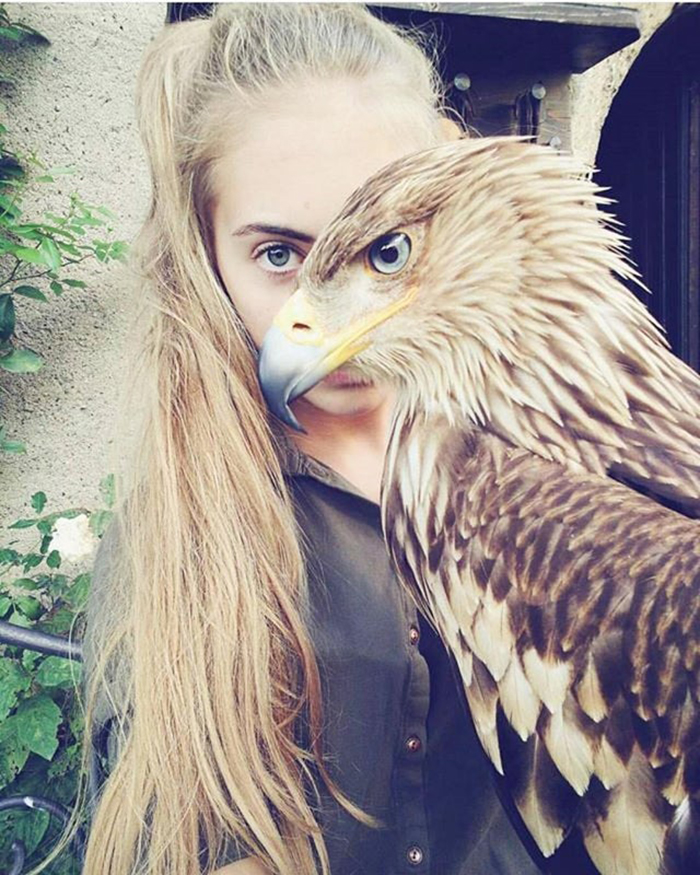 lady and her eagle