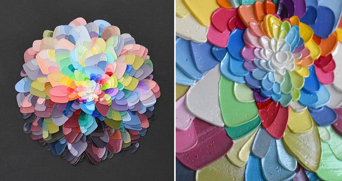 layered paint 3d flowers