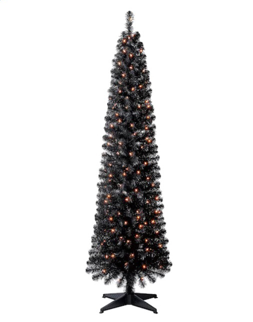 michaels 6 foot pre-lit shiny black pencil tree
