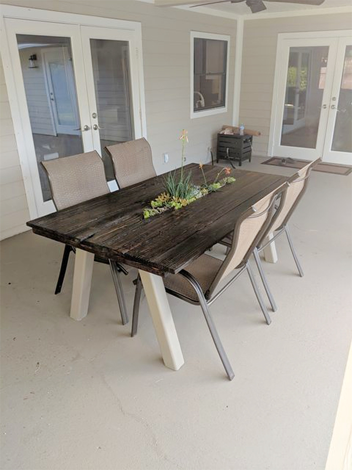 table with built-in succulent gardens