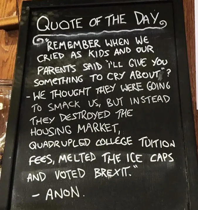 coffee shop posts an unexpected quote for the day