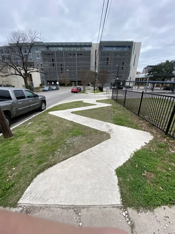 crappy designs unnecessarily zigzag sidewalk