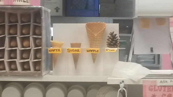 funny ice cream shop cone display