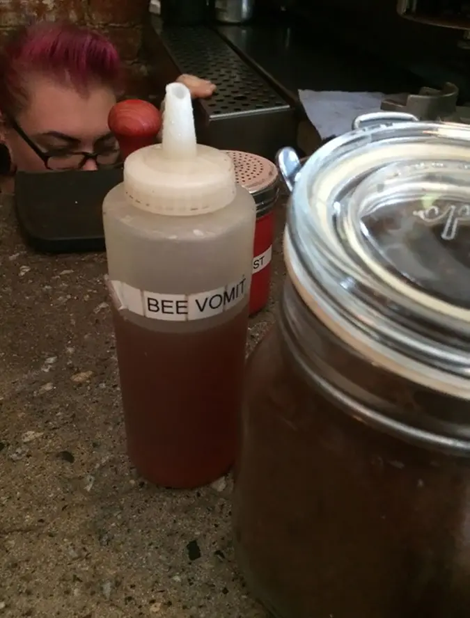 store labels honey as bee vomit