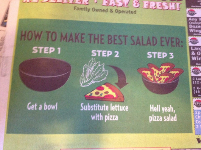 funny shops pizza salad