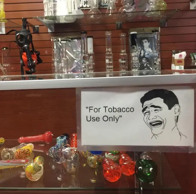 funny smoke shop sign