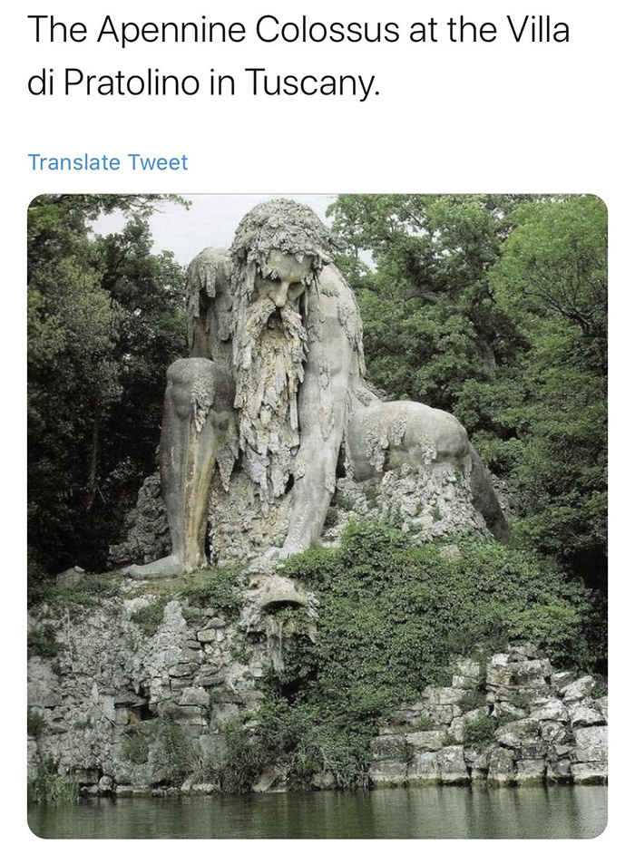 giant stone statue in tuscany