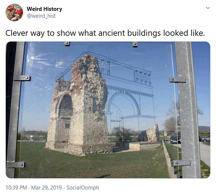 glass screen shows what ancient buildings looked like