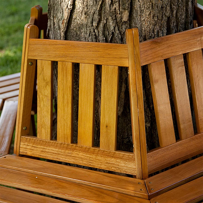 hexagonal outdoor wooden seating with backrests