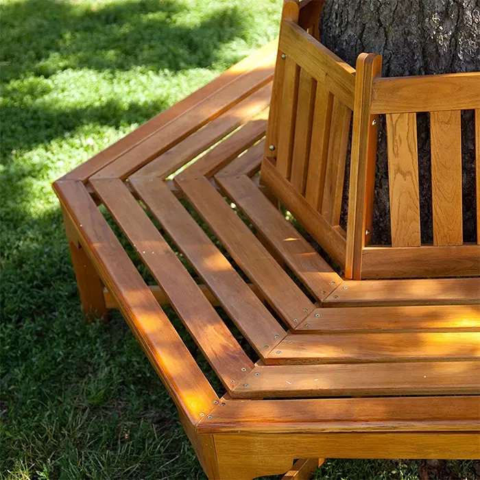 hexagonal outdoor wooden seating