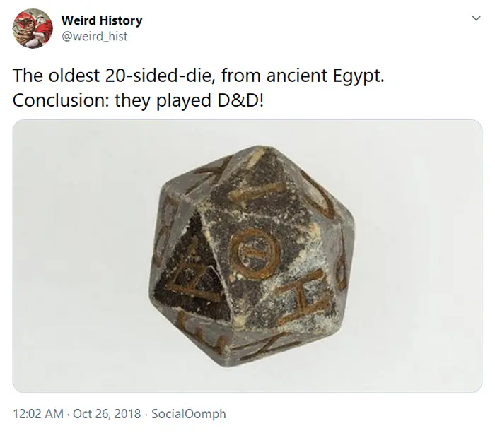 interesting historical facts oldest 20 sided die