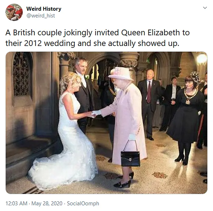 interesting historical facts queen attends wedding