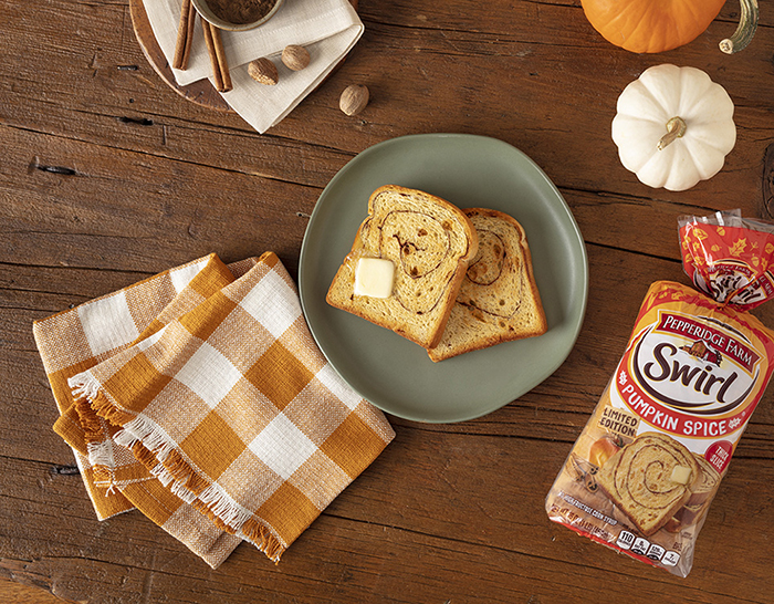 pepperidge farm swirl pumpkin spice bread serving