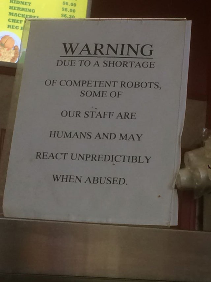 shop puts up a sign telling patrons not to abuse staff