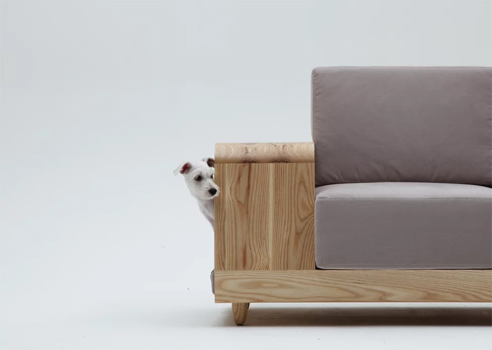 sofa with integrated pet house