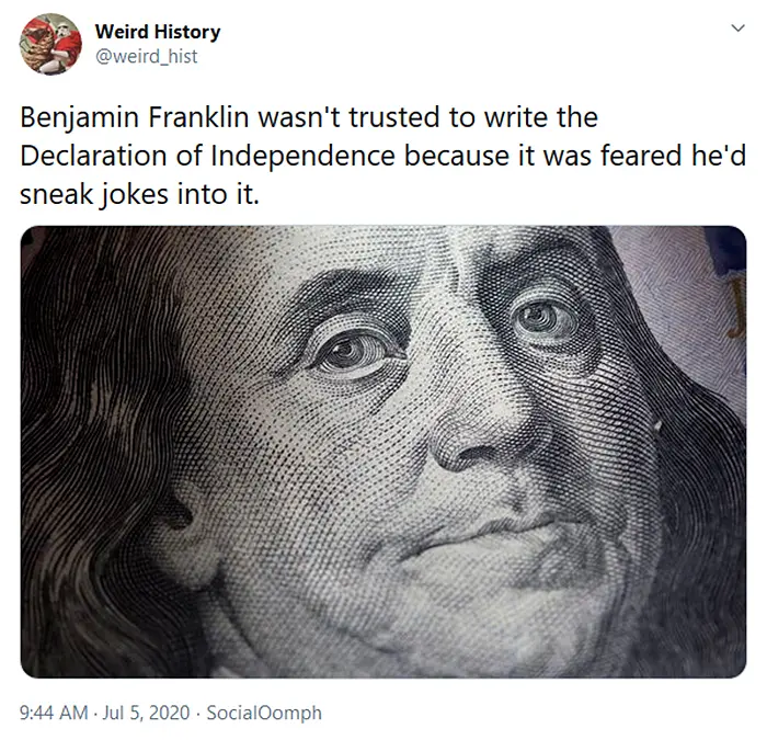 weird history benjamin franklin jokes