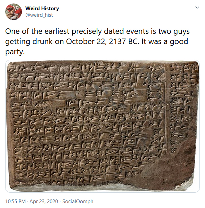 weird history early written record of men getting drunk