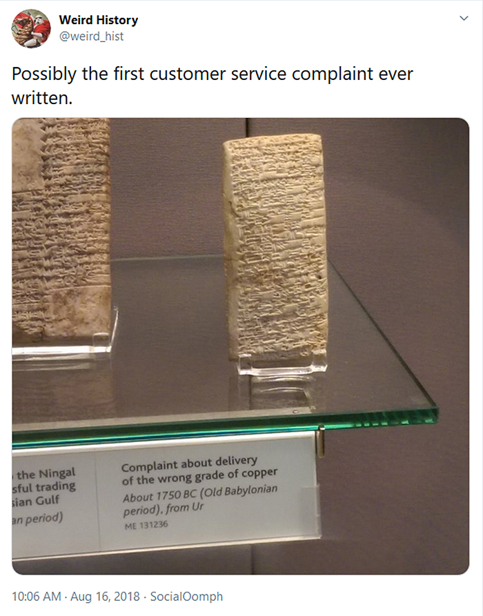 weird history first customer service complaint