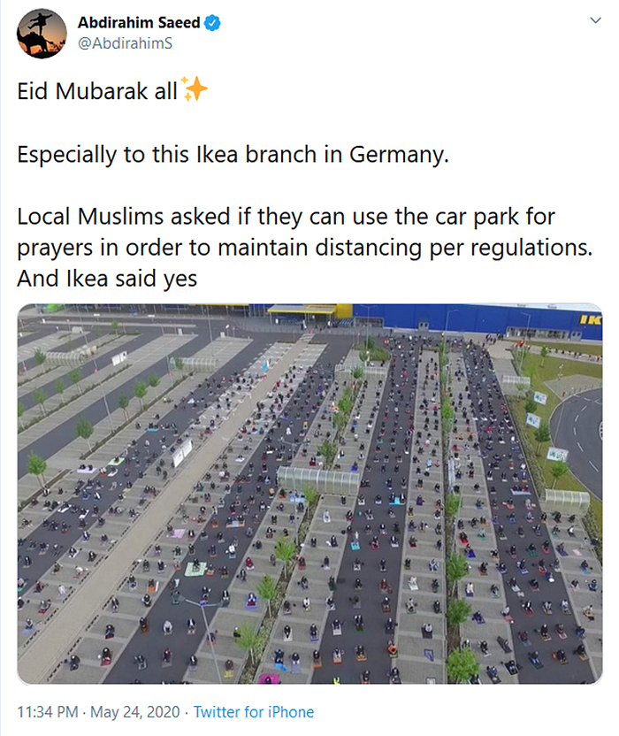 wholesome pics ikea car park for muslim prayers