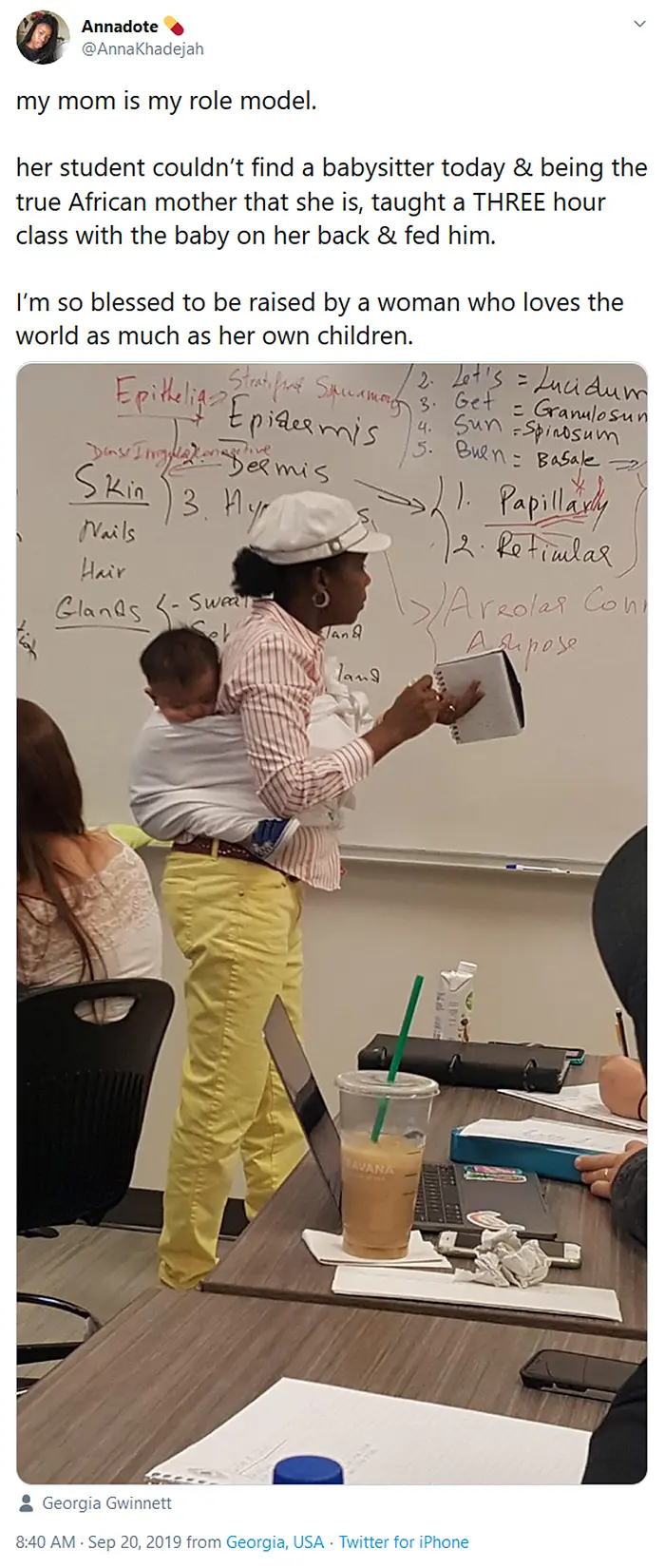 wholesome pics teacher babysits while teaching