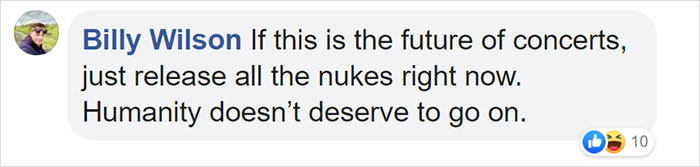 billy wilson facebook comment on the flaming lips concert