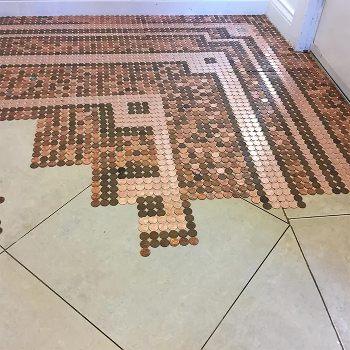 coins floor mosaic pattern