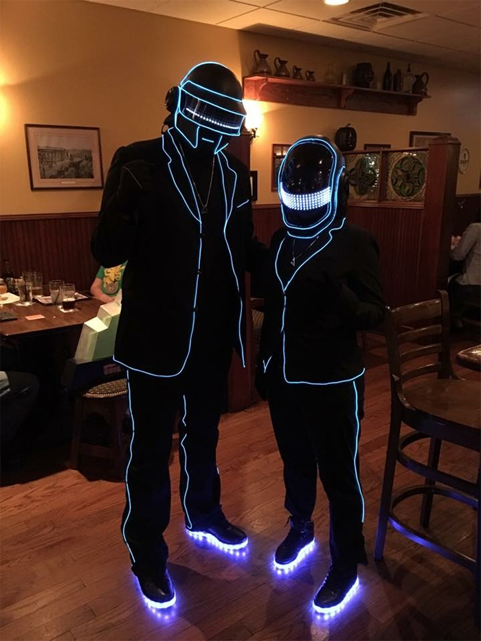 couple dressed up as daft punk