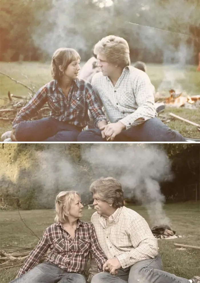 couple recreates pic forty years later