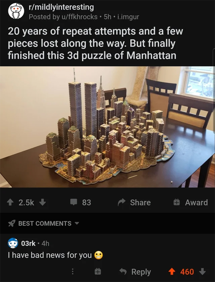 cursed comments 3d puzzle of manhattan