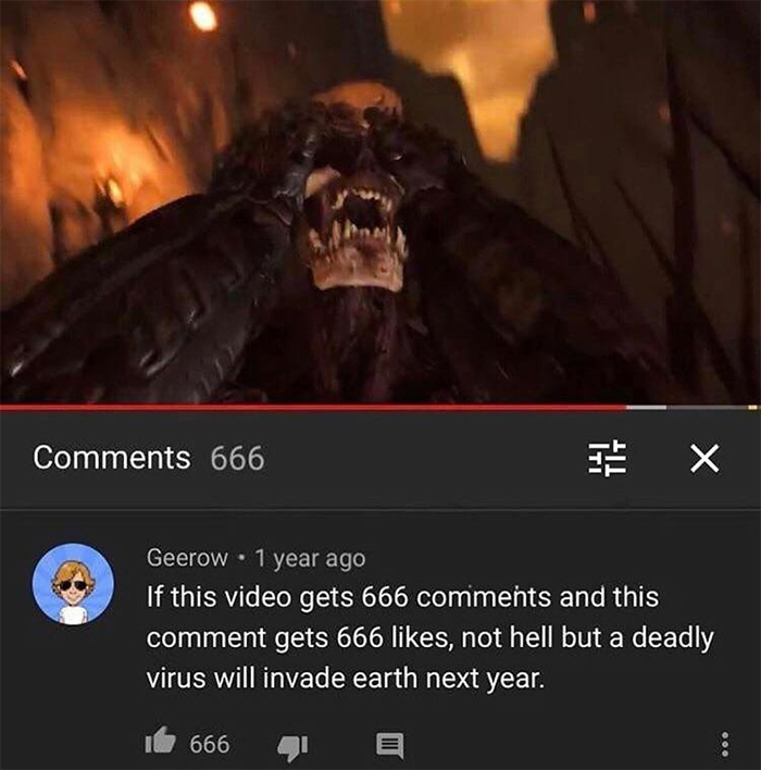 cursed comments 666 virus