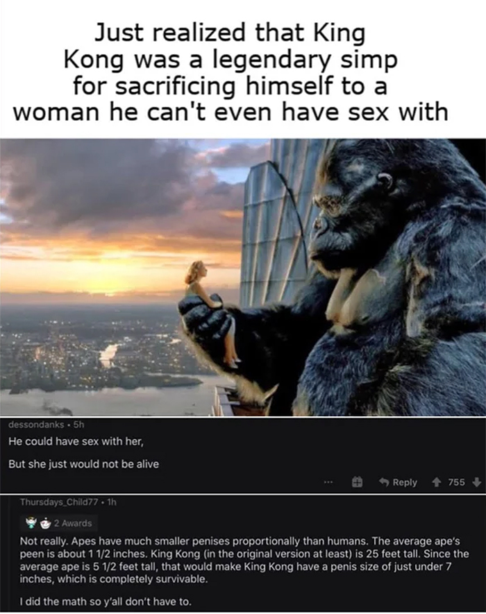 cursed comments king kong penis
