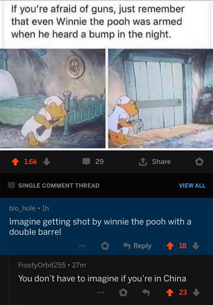 cursed comments winnie the pooh with a double barrel