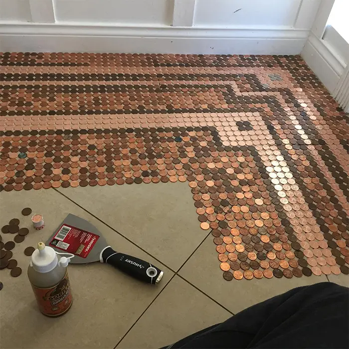 diy penny floor caulking