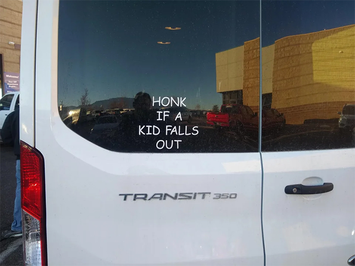 funny car sticker honk if a kid falls out