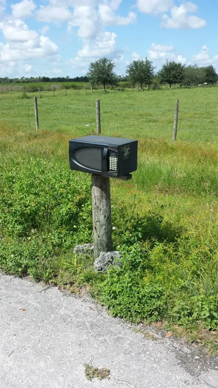 funny neighbours microwave mailbox