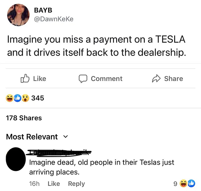 funny opinions on self-driving tesla