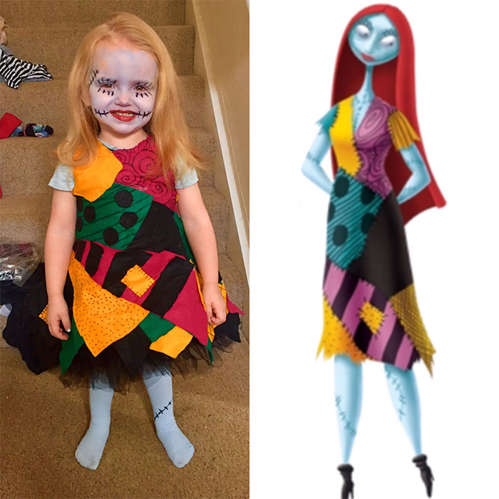 girl dressed up as sally the nightmare before christmas