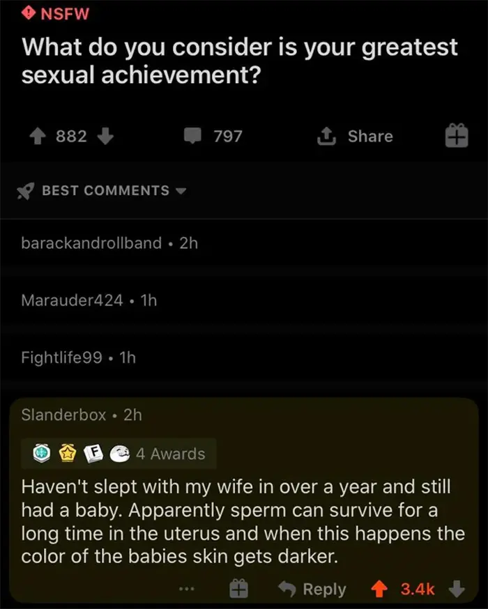 hilarious answer greatest sexual achievement