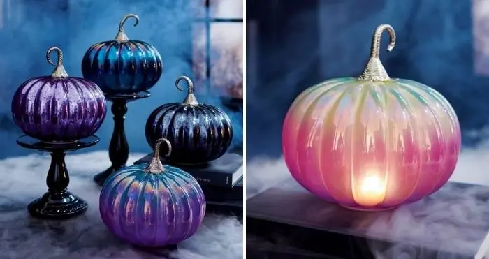 iridescent pumpkin with lights