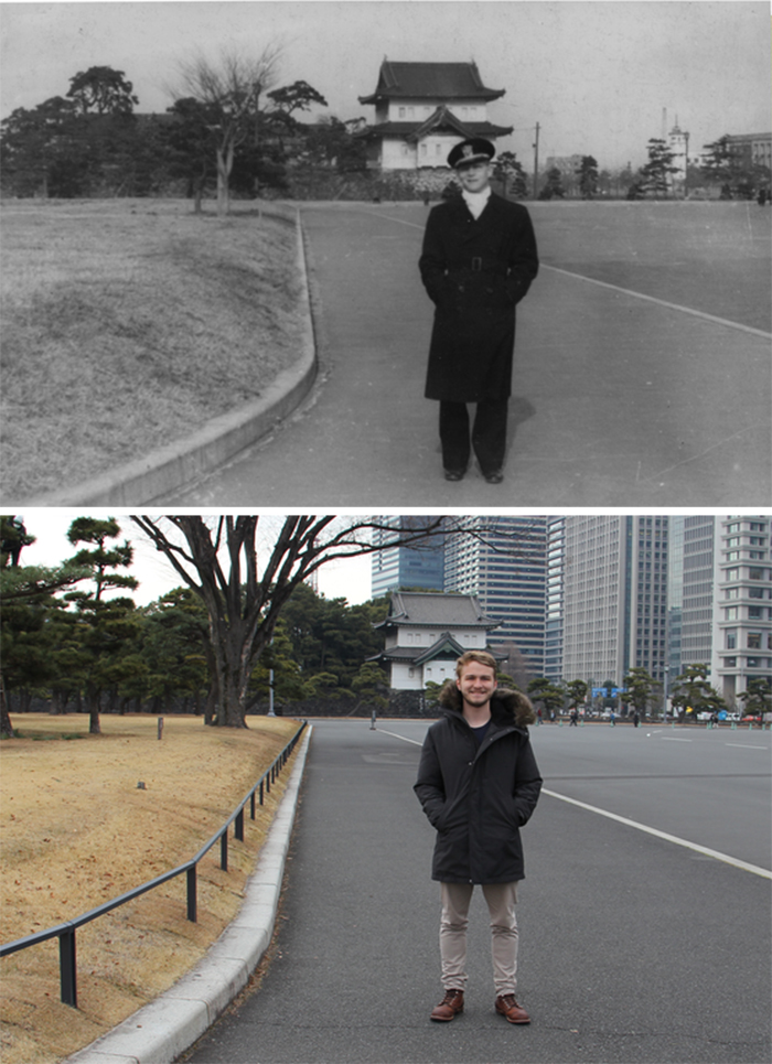 man recreates grandfather pic in tokyo