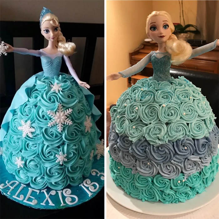 mom recreates elsa cake