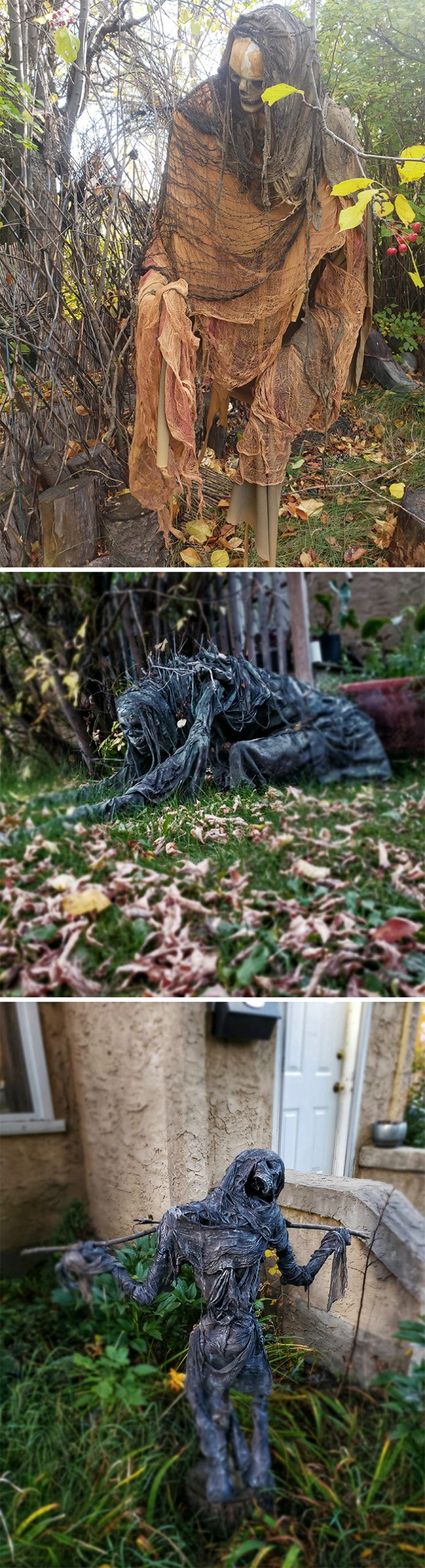 scary yard corpse display
